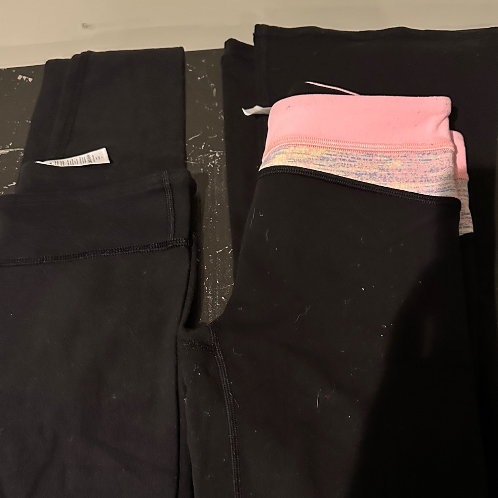 Ivivva Black Leggings with Pink Waistband